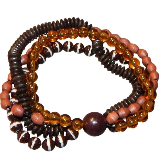 Vintage Tribal Wooden Seeds, Beads Necklace & Bracelet Jewelry Set - Picture 10 of 11